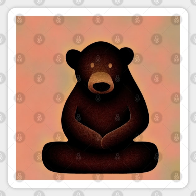 Brown Bear In Contemplation Sitting Peacefully Meditating Illustration Sticker by SubtleSplit